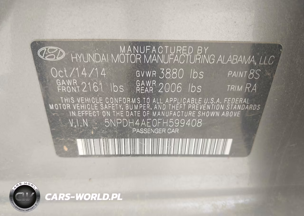 2015 Hyundai Elantra Se VIN:5NPDH4AE0FH599408 - 9