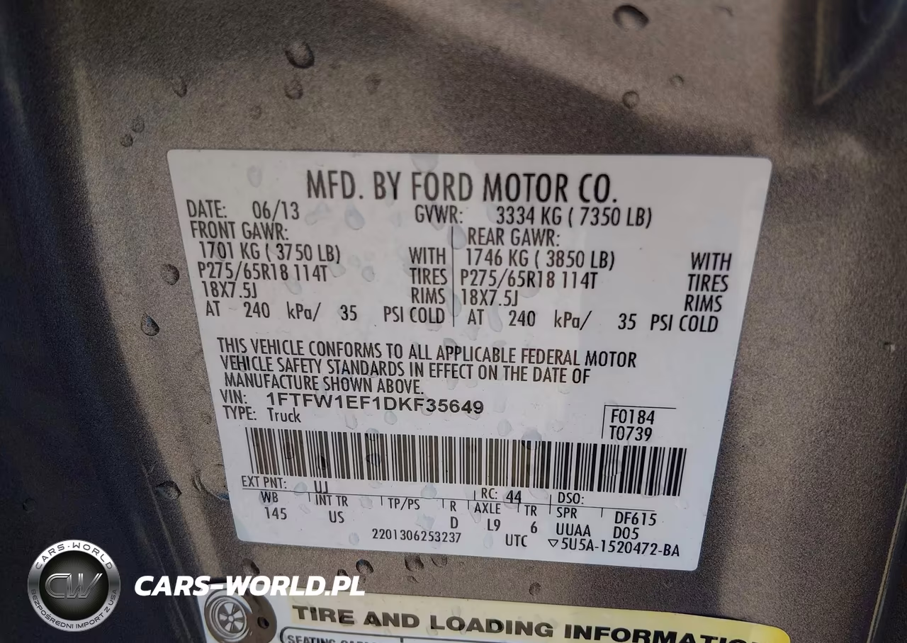 2013 Ford F-150 Xlt VIN:1FTFW1EF1DKF35649 - 9