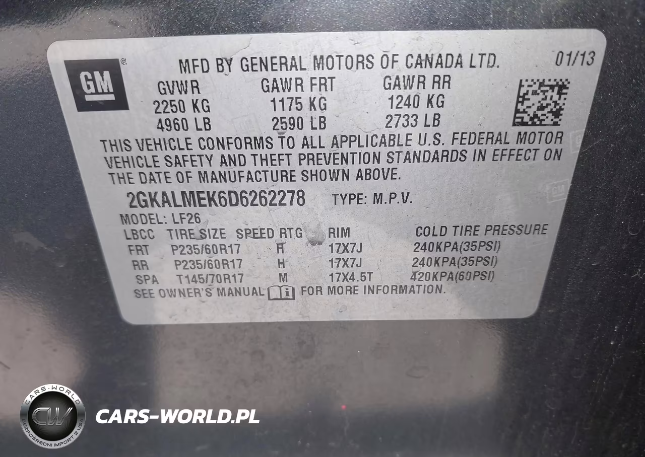 2013 GMC Terrain Sle-1 VIN:2GKALMEK6D6262278 - 9
