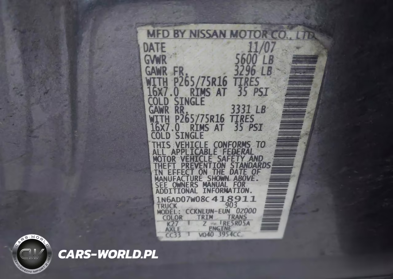 2008 Nissan Frontier Nismo Off Road VIN:1N6AD07W08C418911 - 9