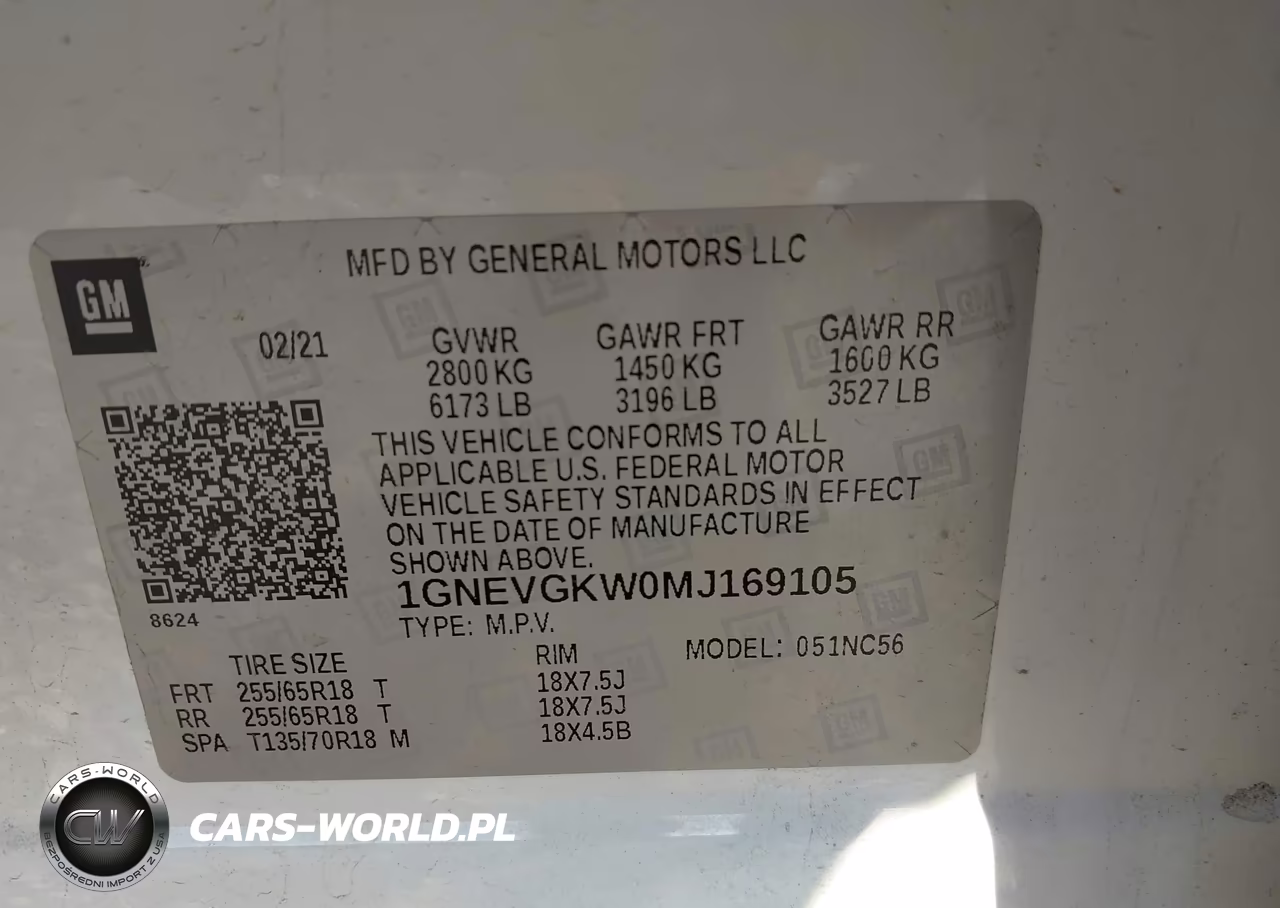 2021 Chevrolet Traverse Awd Lt Cloth VIN:1GNEVGKW0MJ169105 - 9