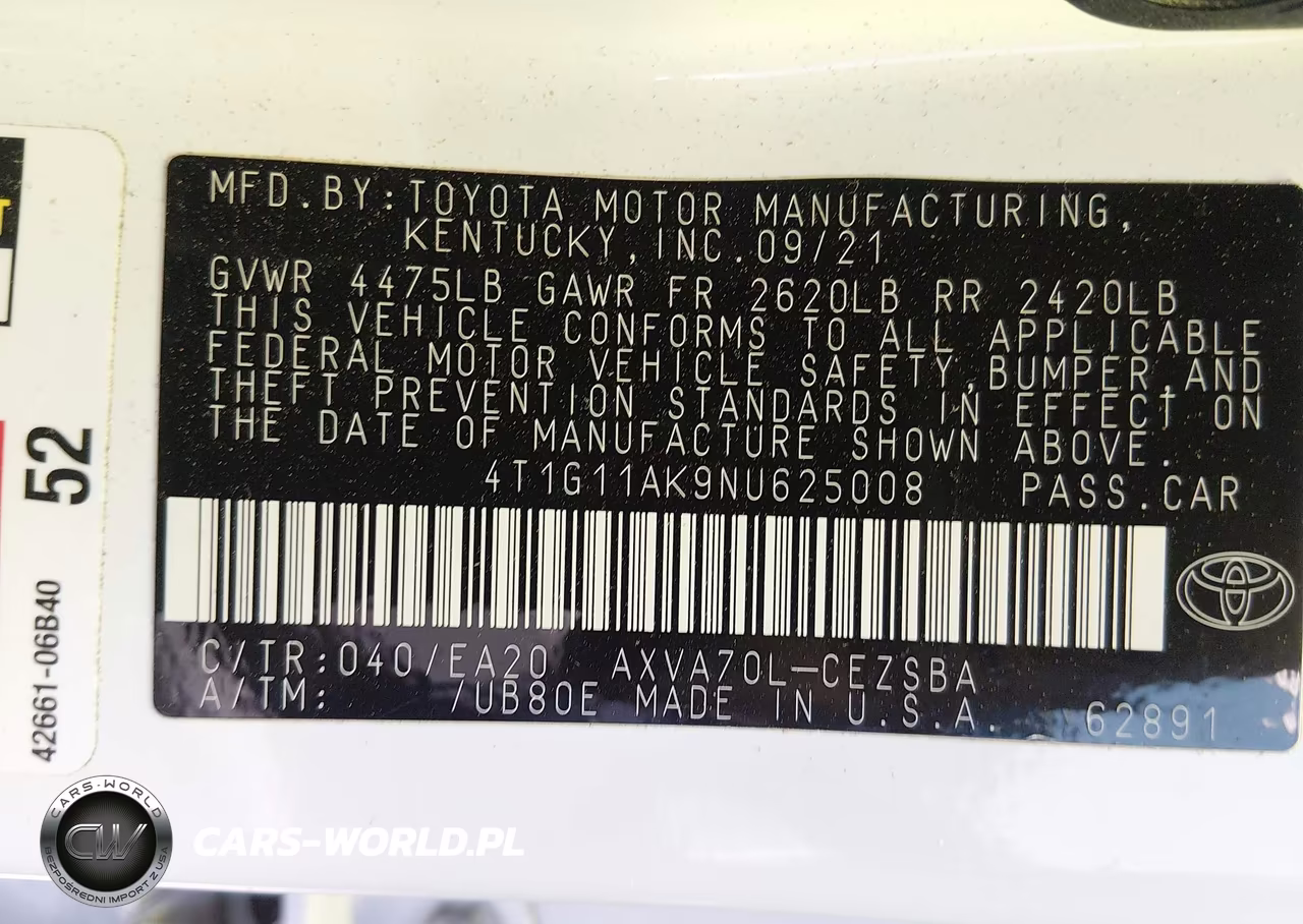 2022 Toyota Camry Se VIN:4T1G11AK9NU625008 - 9