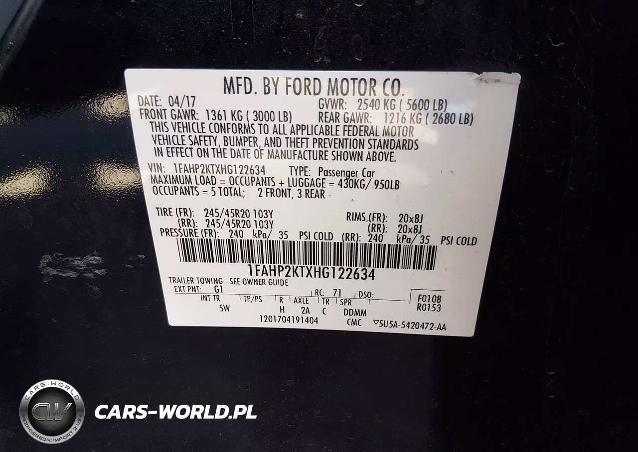 2017 Ford Taurus Sho VIN:1FAHP2KTXHG122634 - 9