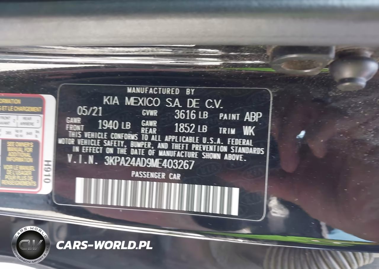2021 Kia Rio Lx VIN:3KPA24AD9ME403267 - 9