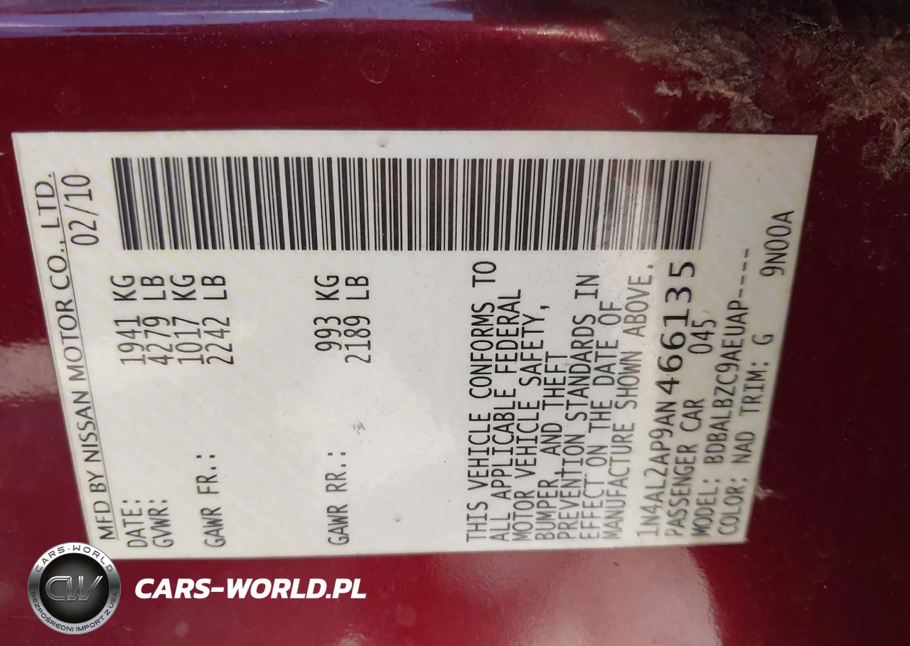 2010 Nissan Altima 2.5 S VIN:1N4AL2AP9AN466135 - 9