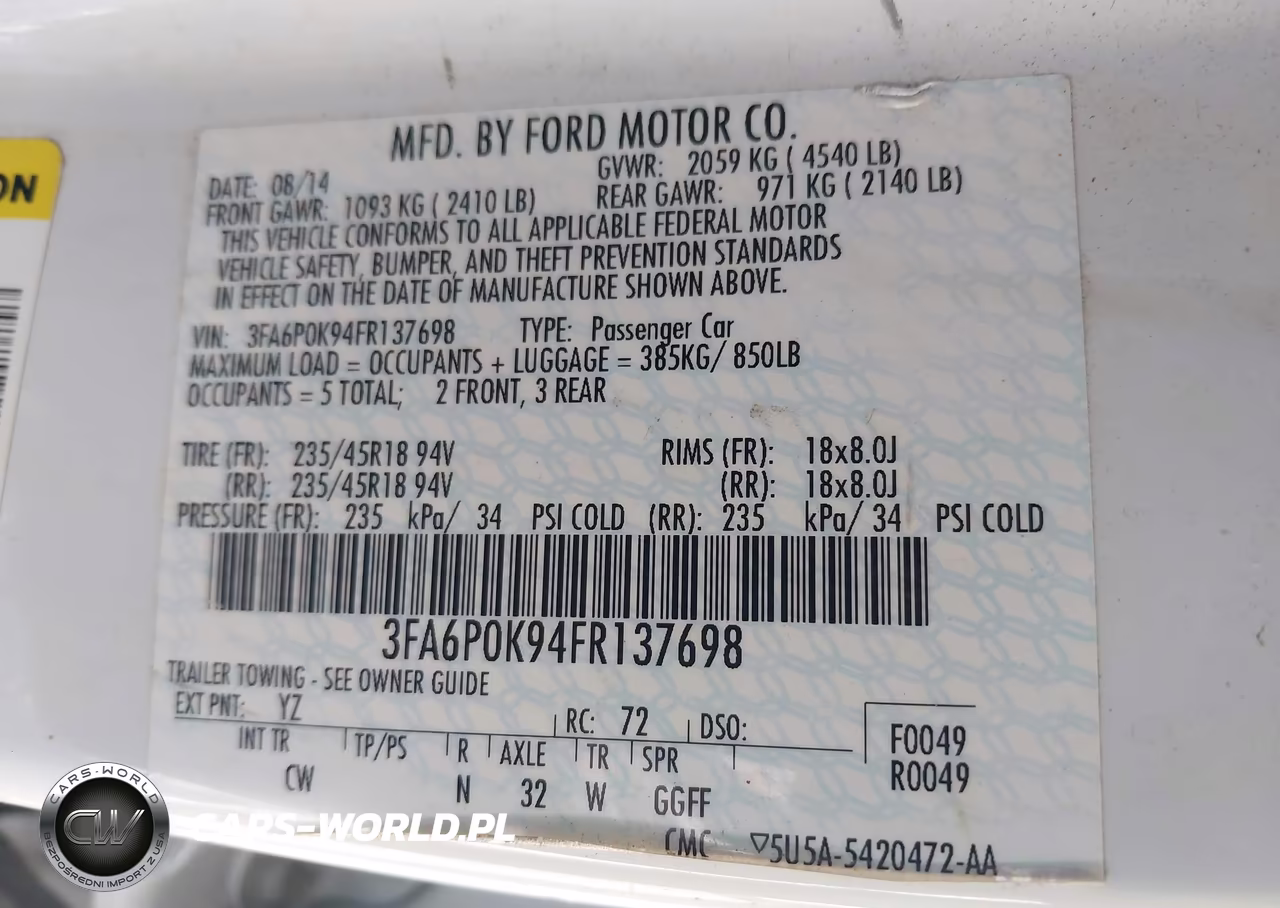 2015 Ford Fusion Titanium VIN:3FA6P0K94FR137698 - 9