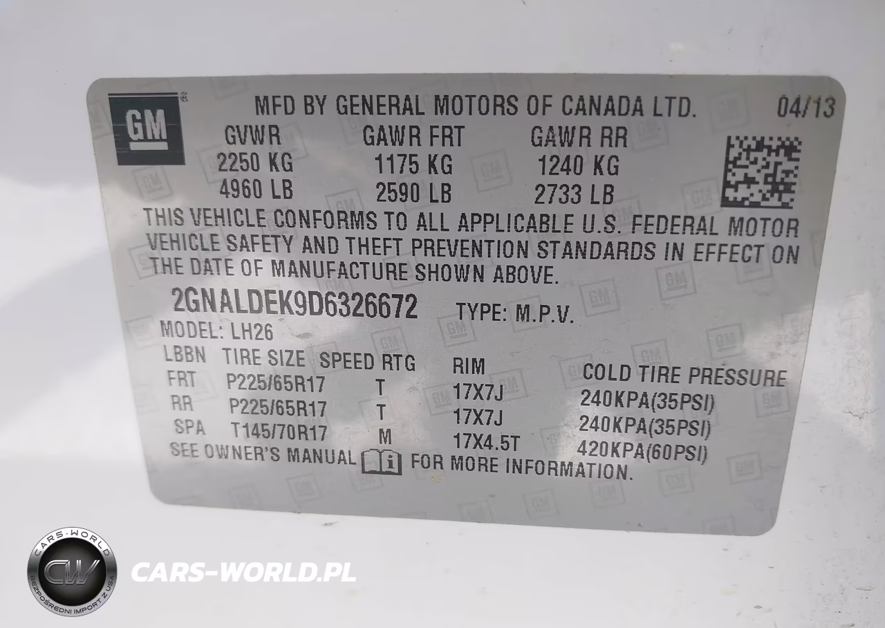 2013 Chevrolet Equinox 1Lt VIN:2GNALDEK9D6326672 - 9
