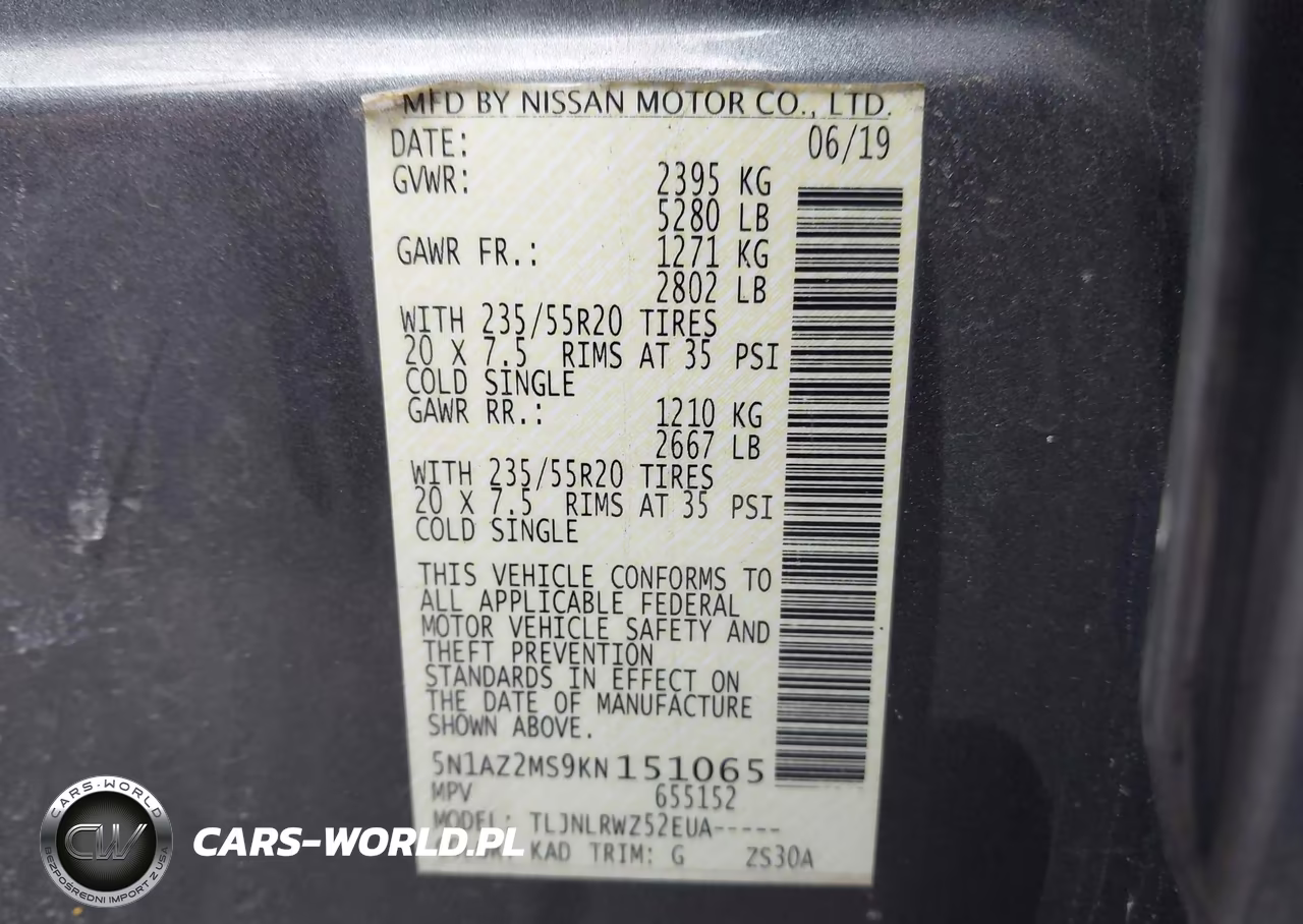 2019 Nissan Murano Sl VIN:5N1AZ2MS9KN151065 - 9