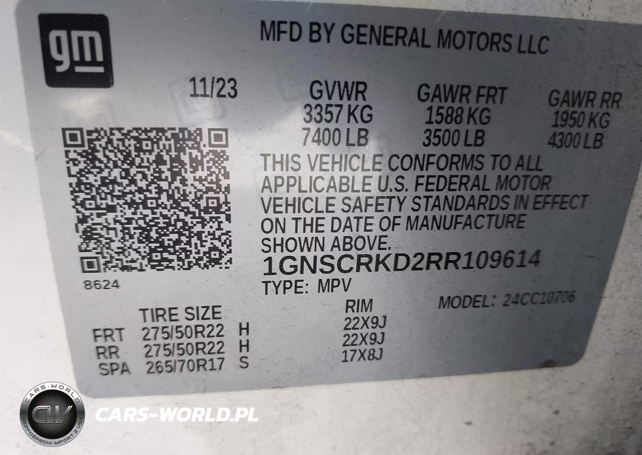2024 Chevrolet Tahoe 2Wd Rst VIN:1GNSCRKD2RR109614 - 9