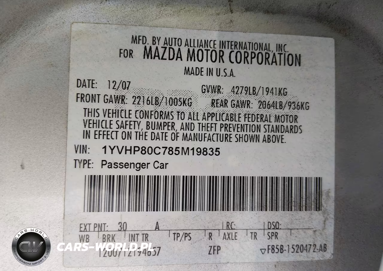 2008 Mazda Mazda6 I Sport Ve VIN:1YVHP80C785M19835 - 9