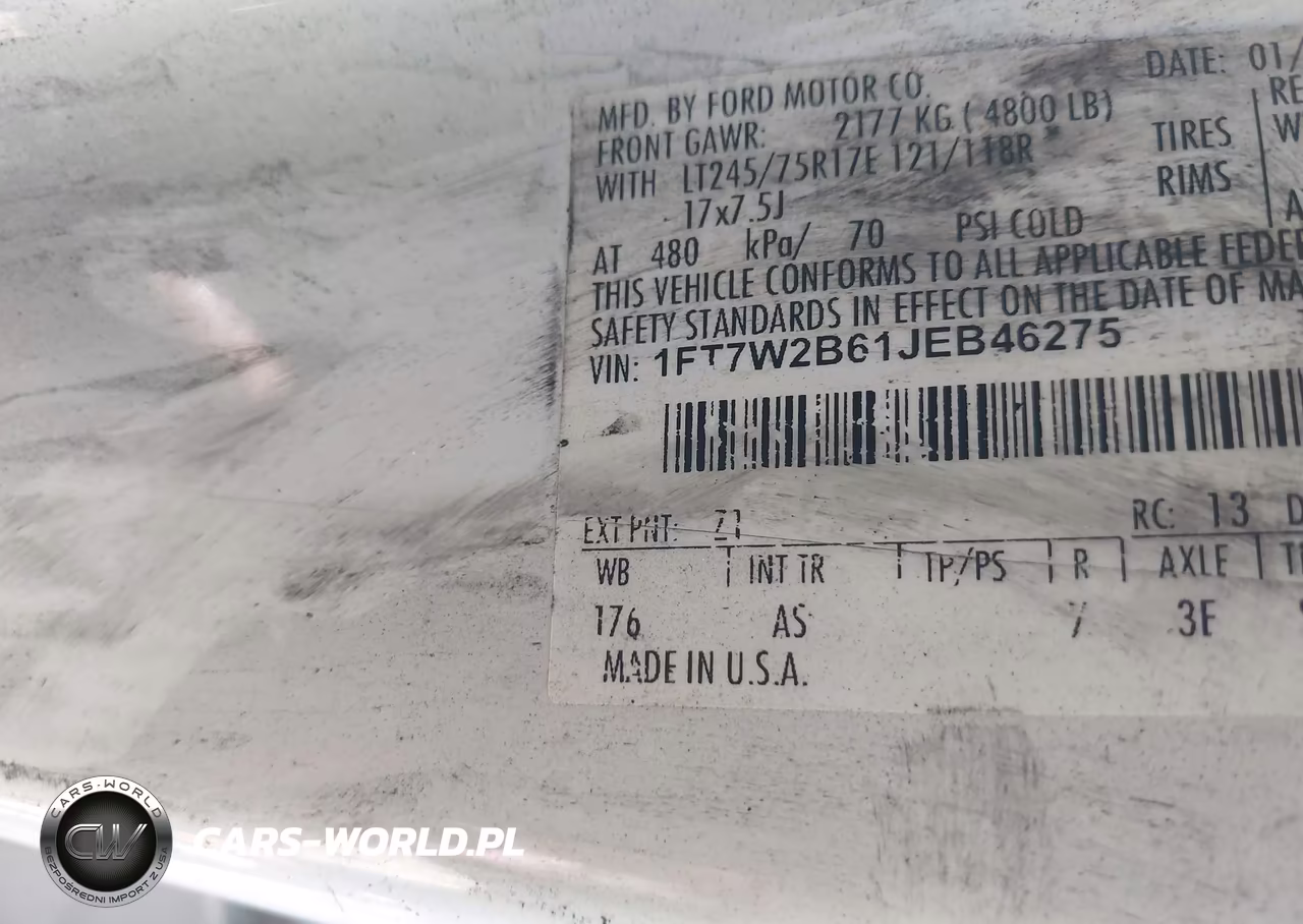 2018 Ford F-250 Xl VIN:1FT7W2B61JEB46275 - 9