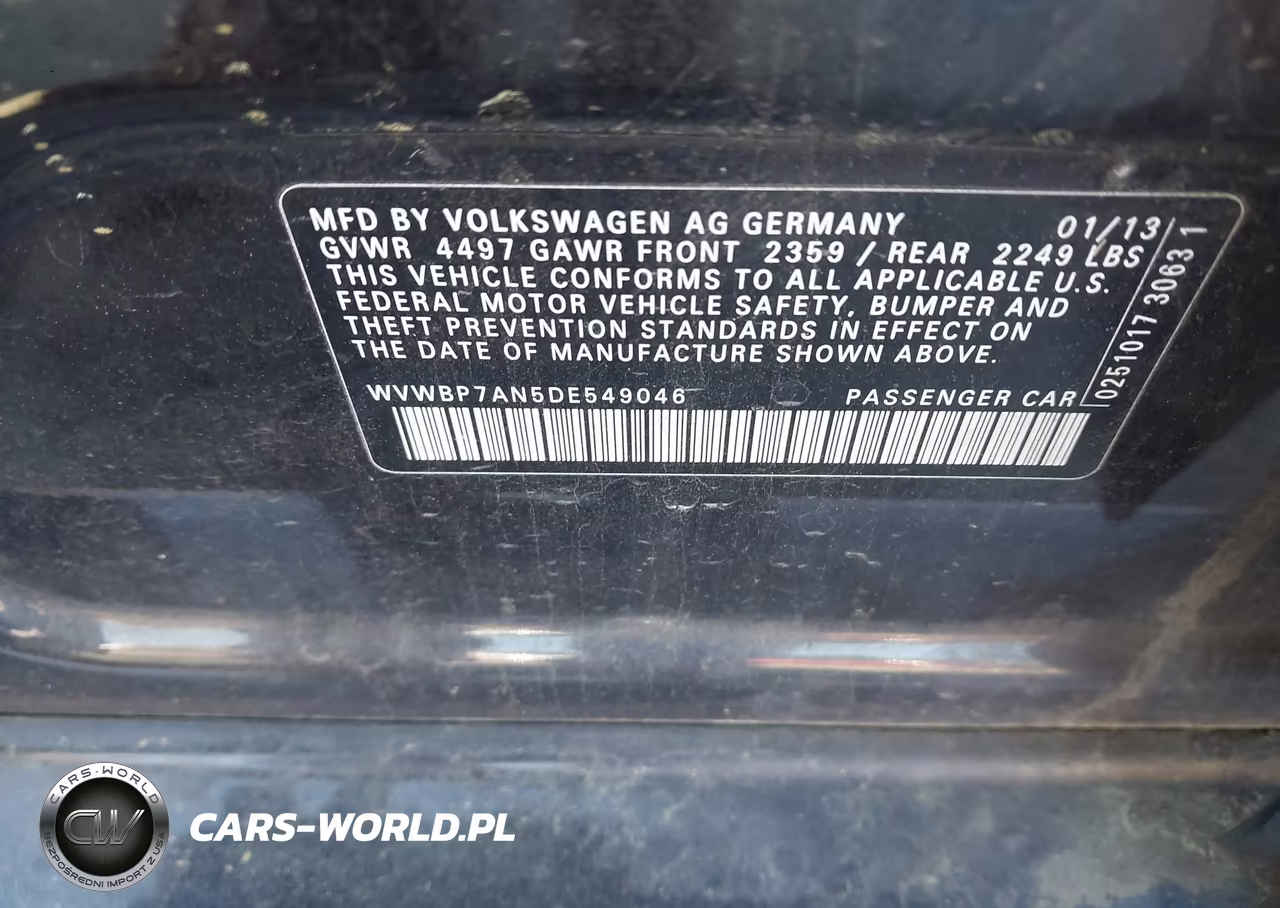 2013 Volkswagen Cc 2.0T Sport VIN:WVWBP7AN5DE549046 - 9