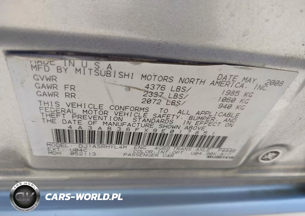 2009 Mitsubishi Galant Es-Sport Edition VIN:4A3AB36FX9E017851 - 9