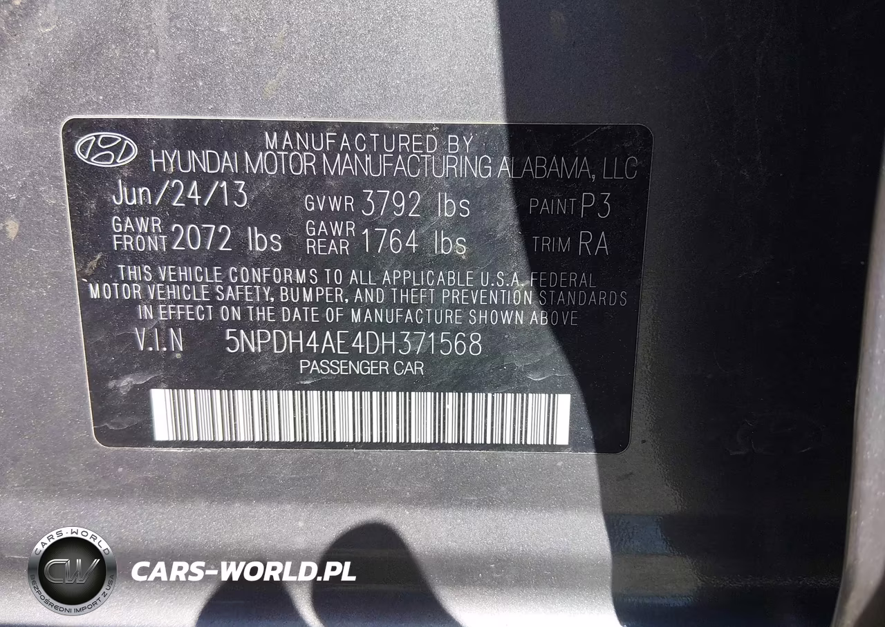 2013 Hyundai Elantra Limited VIN:5NPDH4AE4DH371568 - 9