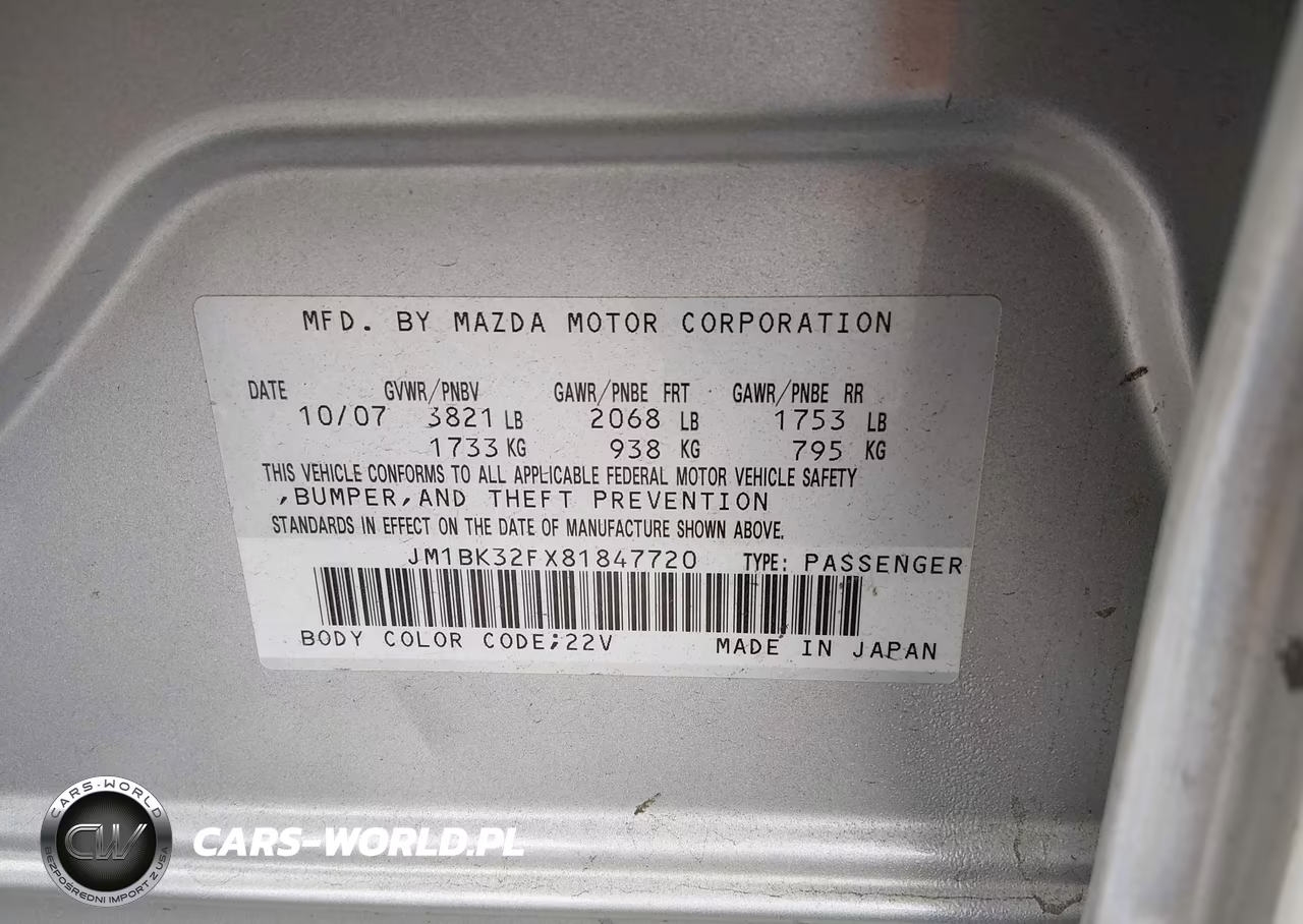 2008 Mazda Mazda3 I VIN:JM1BK32FX81847720 - 9