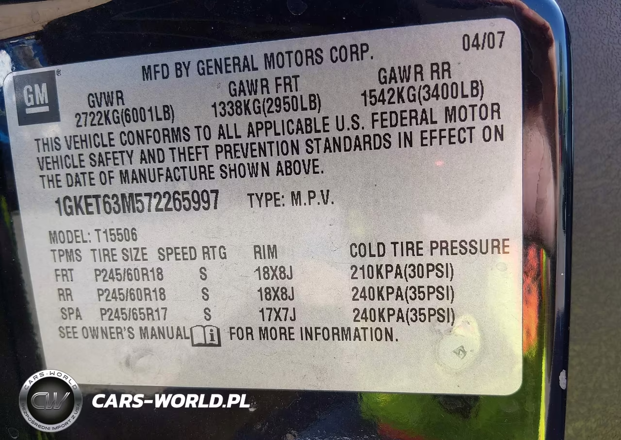 2007 GMC Envoy Denali VIN:1GKET63M572265997 - 9
