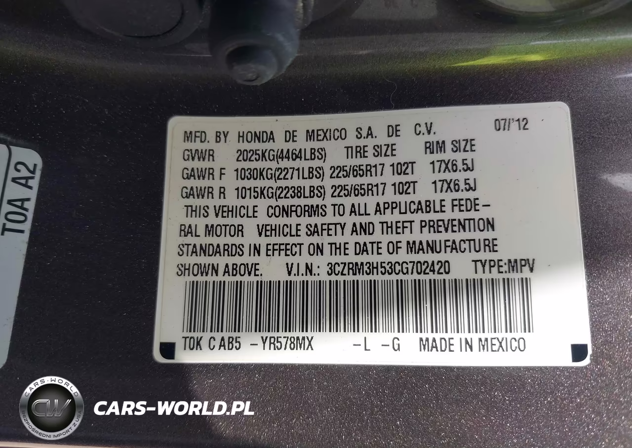 2012 Honda Cr-V Ex VIN:3CZRM3H53CG702420 - 9
