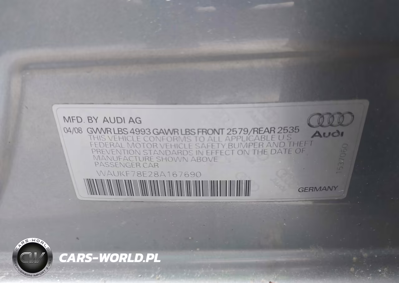 2008 Audi A4 VIN:WAUKF78E28A167690 - 9