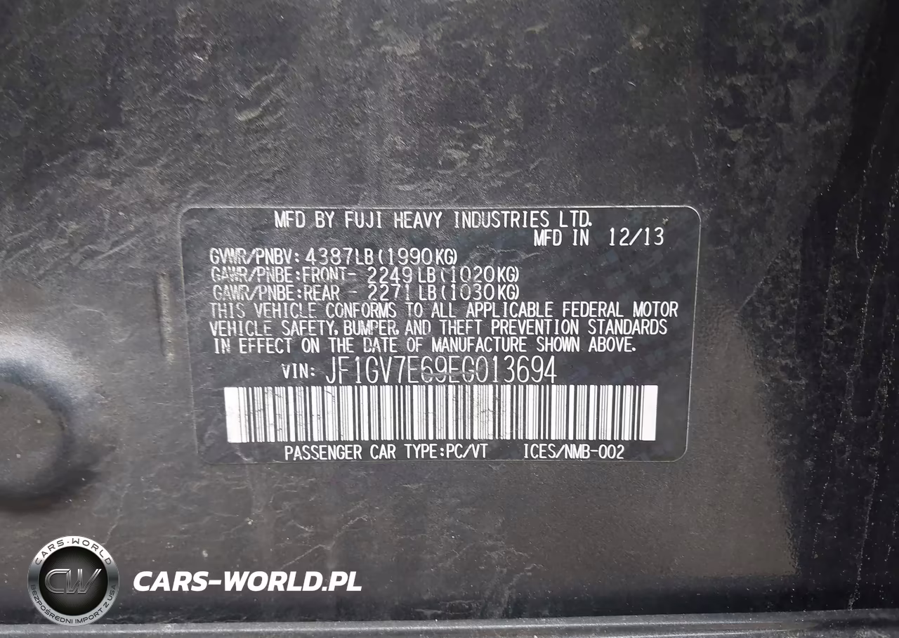 2014 Subaru Impreza Wrx VIN:JF1GV7E69EG013694 - 9