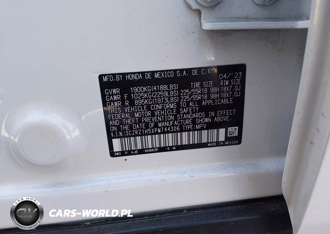 2023 Honda Hr-V 2Wd Sport VIN:3CZRZ1H5XPM744306 - 9