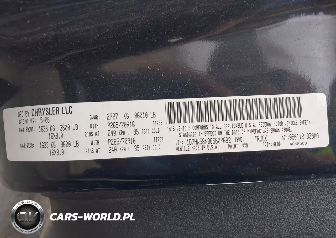2008 Dodge Dakota Laramie VIN:1D7HW58N88S602682 - 9