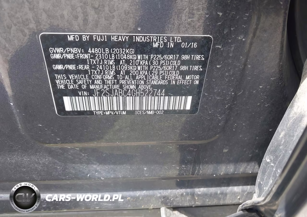 2016 Subaru Forester 2.5I VIN:JF2SJABC4GH522744 - 9