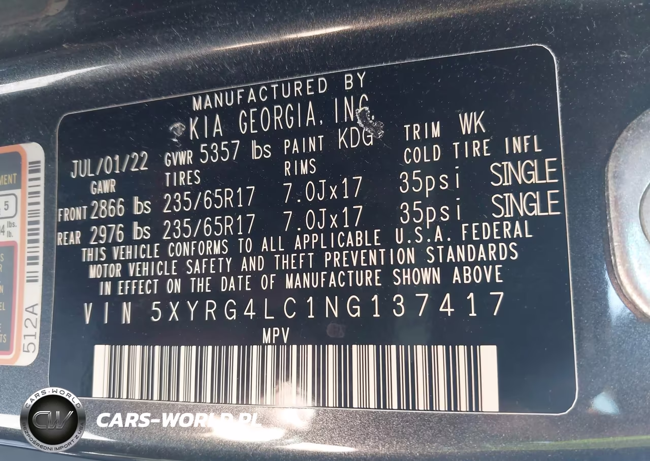2022 Kia Sorento Lx VIN:5XYRG4LC1NG137417 - 9
