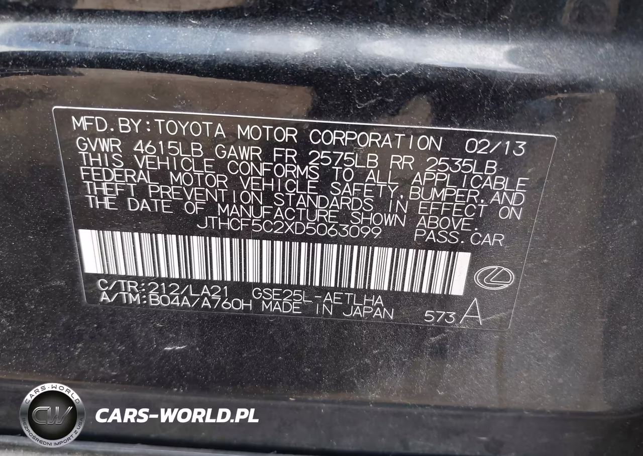 2013 Lexus Is 250 VIN:JTHCF5C2XD5063099 - 9