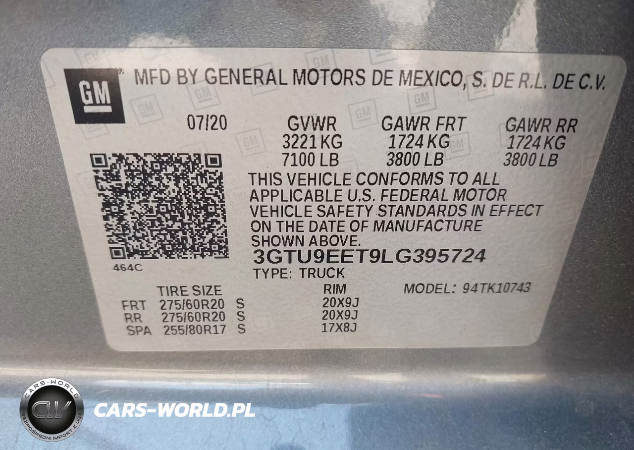 2020 GMC Sierra 1500 4Wd Standard Box At4 VIN:3GTU9EET9LG395724 - 9