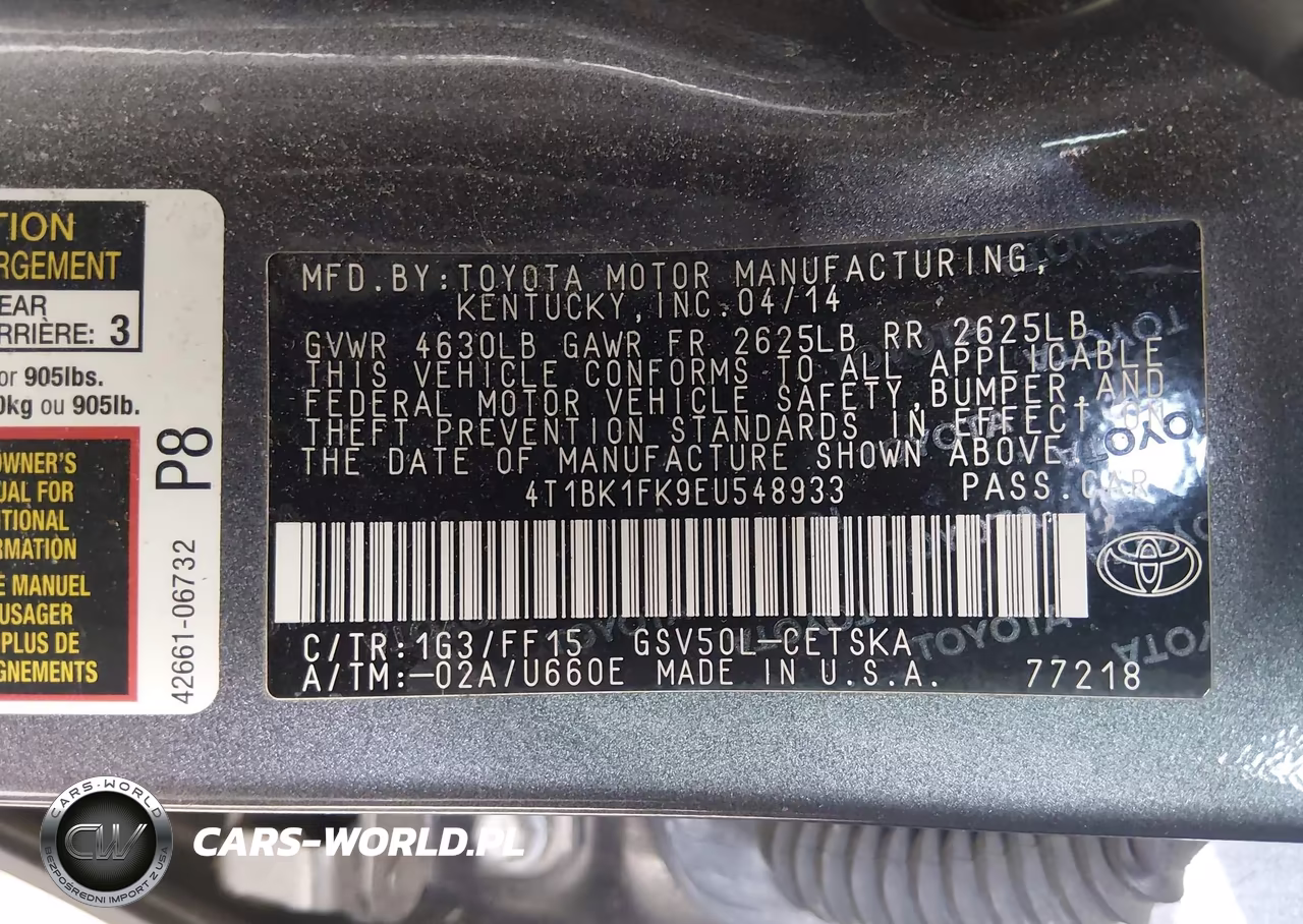 2014 Toyota Camry Se V6 VIN:4T1BK1FK9EU548933 - 9