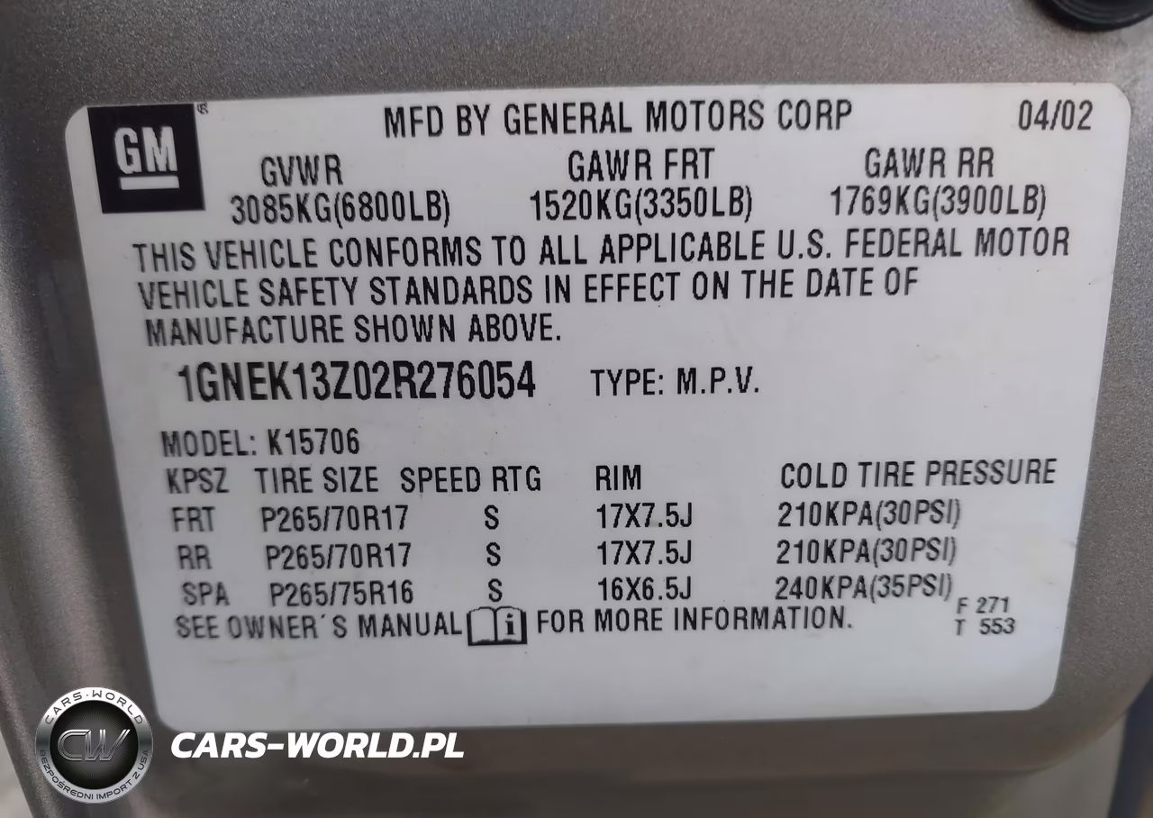 2002 Chevrolet Tahoe Z71 VIN:1GNEK13Z02R276054 - 9