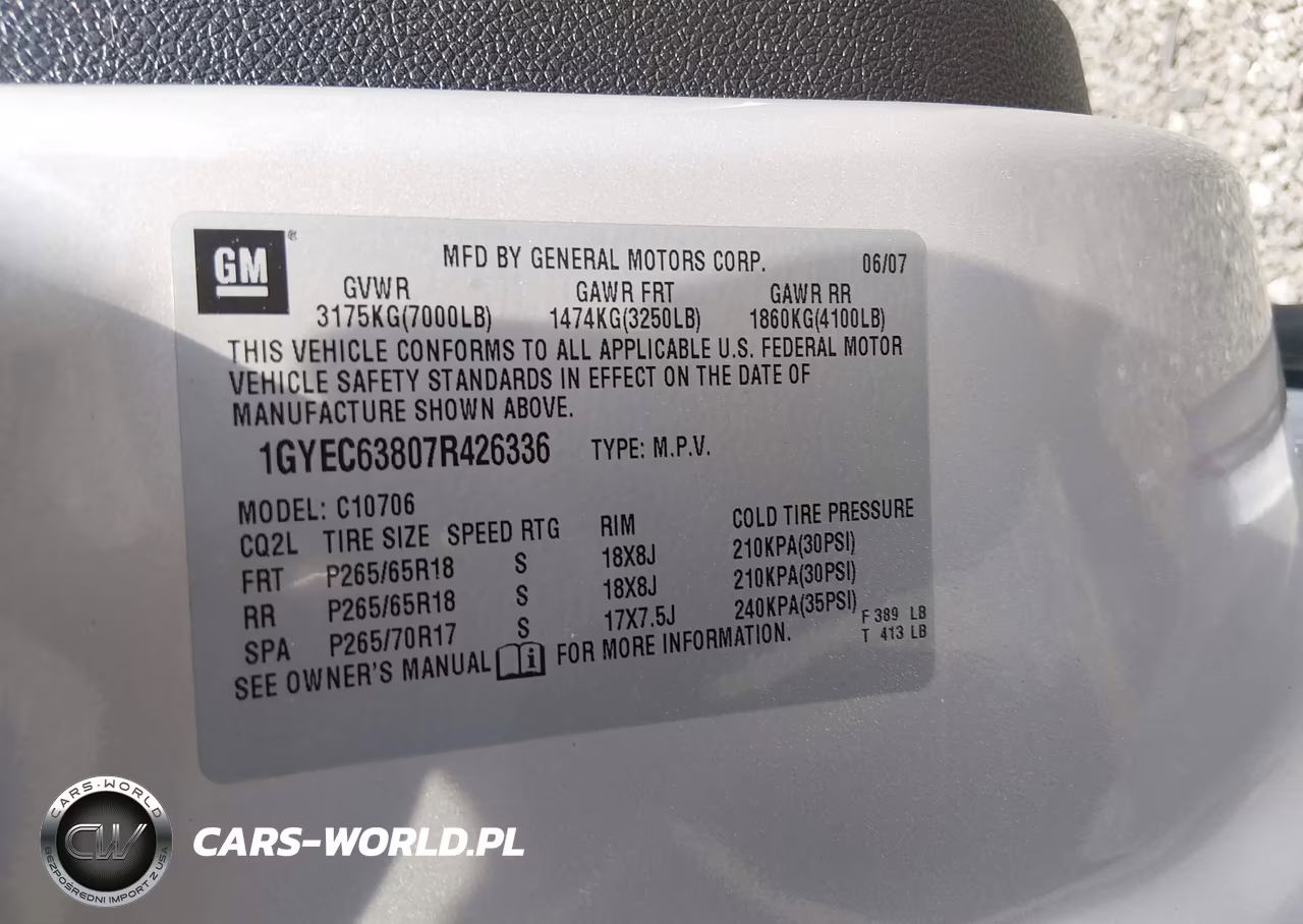 2007 Cadillac Escalade Standard VIN:1GYEC63807R426336 - 9