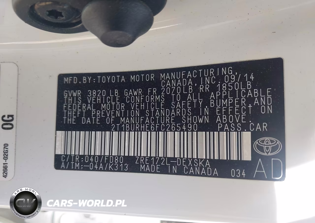 2015 Toyota Corolla S VIN:2T1BURHE6FC265490 - 9