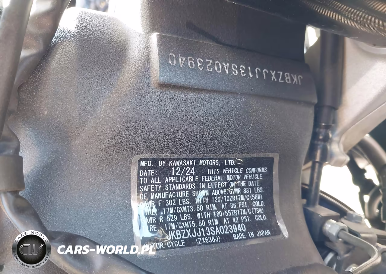 2025 Kawasaki Zx636 K VIN:JKBZXJJ13SA023940 - 10