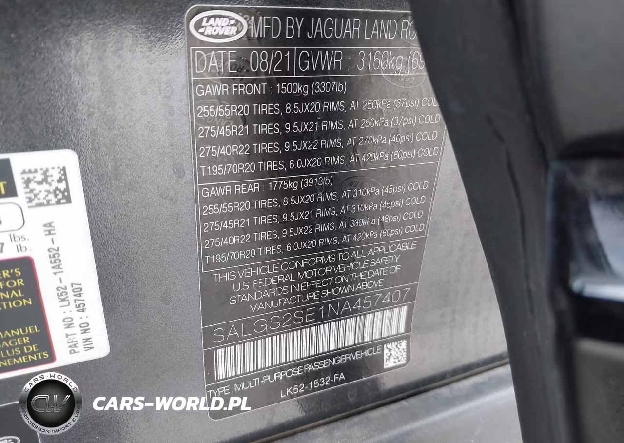 2022 Land Rover Range Rover P525 Westminster VIN:SALGS2SE1NA457407 - 9