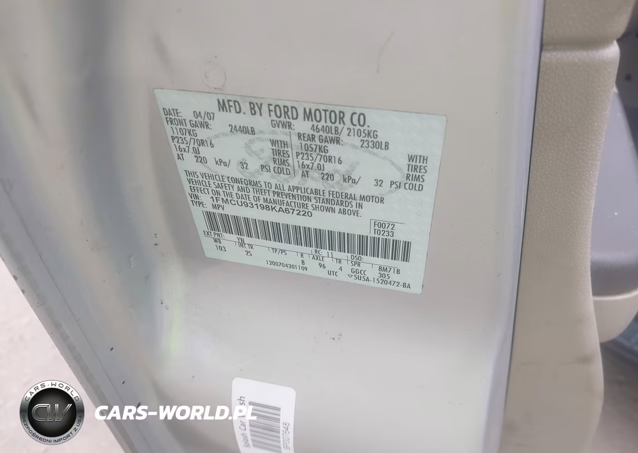 2008 Ford Escape Xlt VIN:1FMCU93198KA67220 - 9