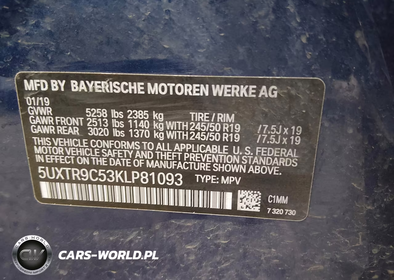 2019 BMW X3 xDrive30I VIN:5UXTR9C53KLP81093 - 9