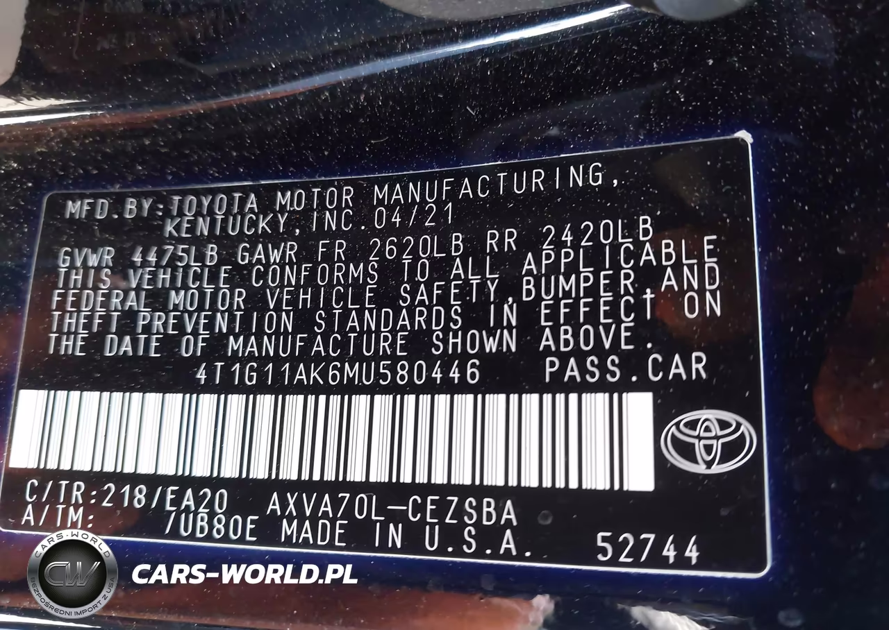 2021 Toyota Camry Se VIN:4T1G11AK6MU580446 - 9