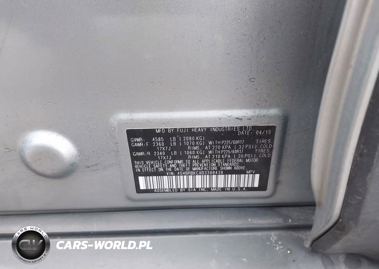 2013 Subaru Outback 2.5I Limited VIN:4S4BRBKCXD3308438 - 9