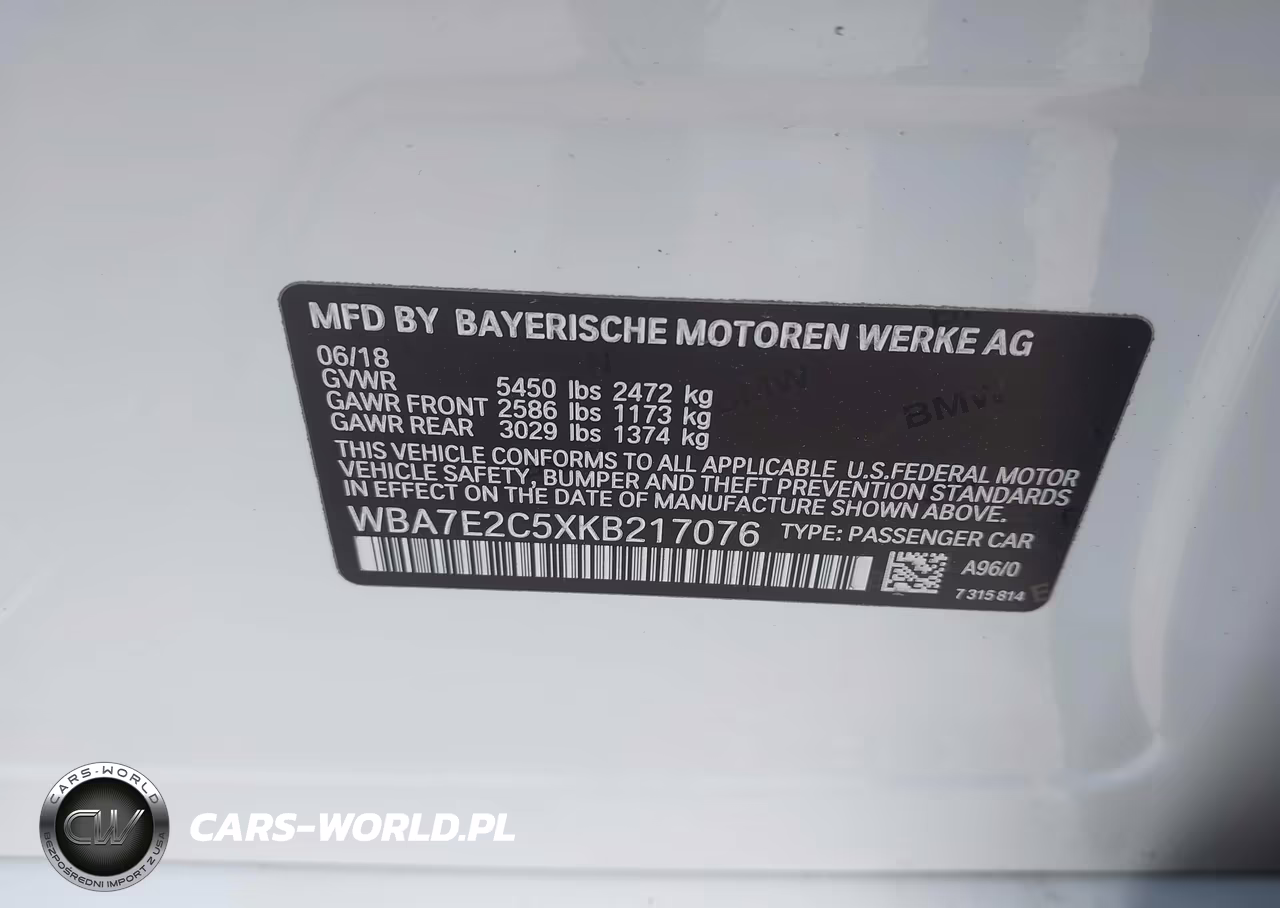 2019 BMW 740I VIN:WBA7E2C5XKB217076 - 9