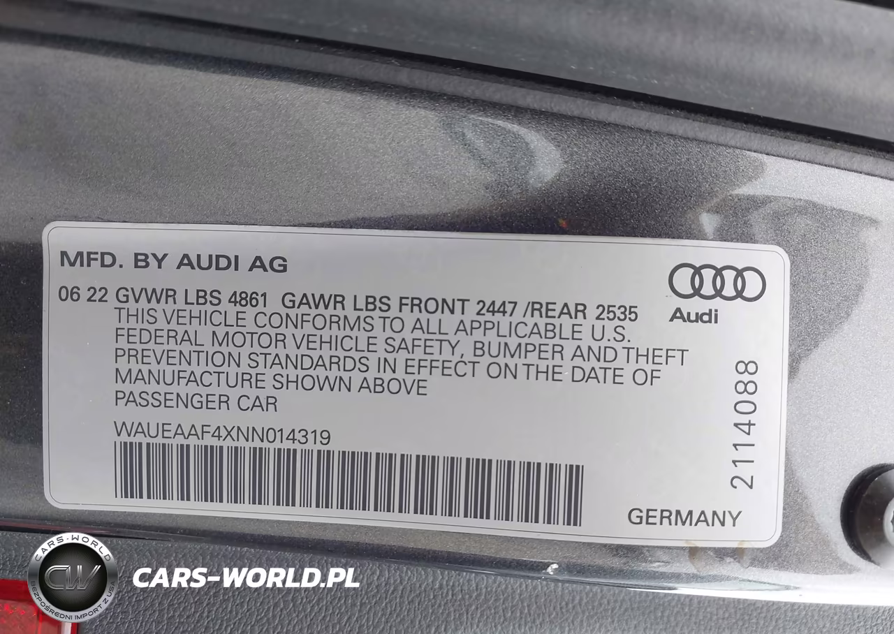 2022 Audi A4 Premium Plus 45 Tfsi S Line Quattro S Tronic VIN:WAUEAAF4XNN014319 - 9