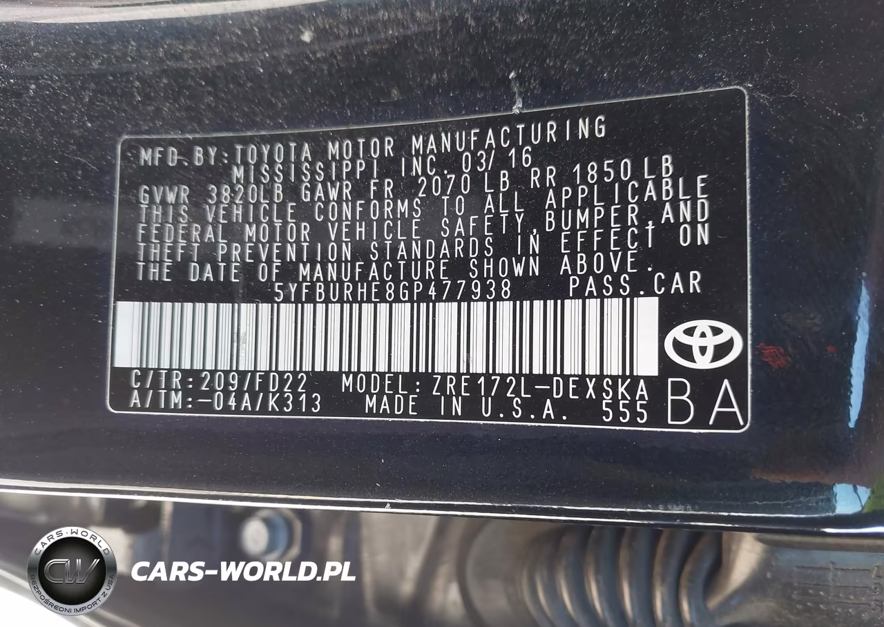 2016 Toyota Corolla S Plus VIN:5YFBURHE8GP477938 - 9