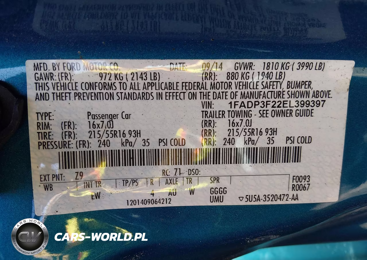 2014 Ford Focus Se VIN:1FADP3F22EL399397 - 9