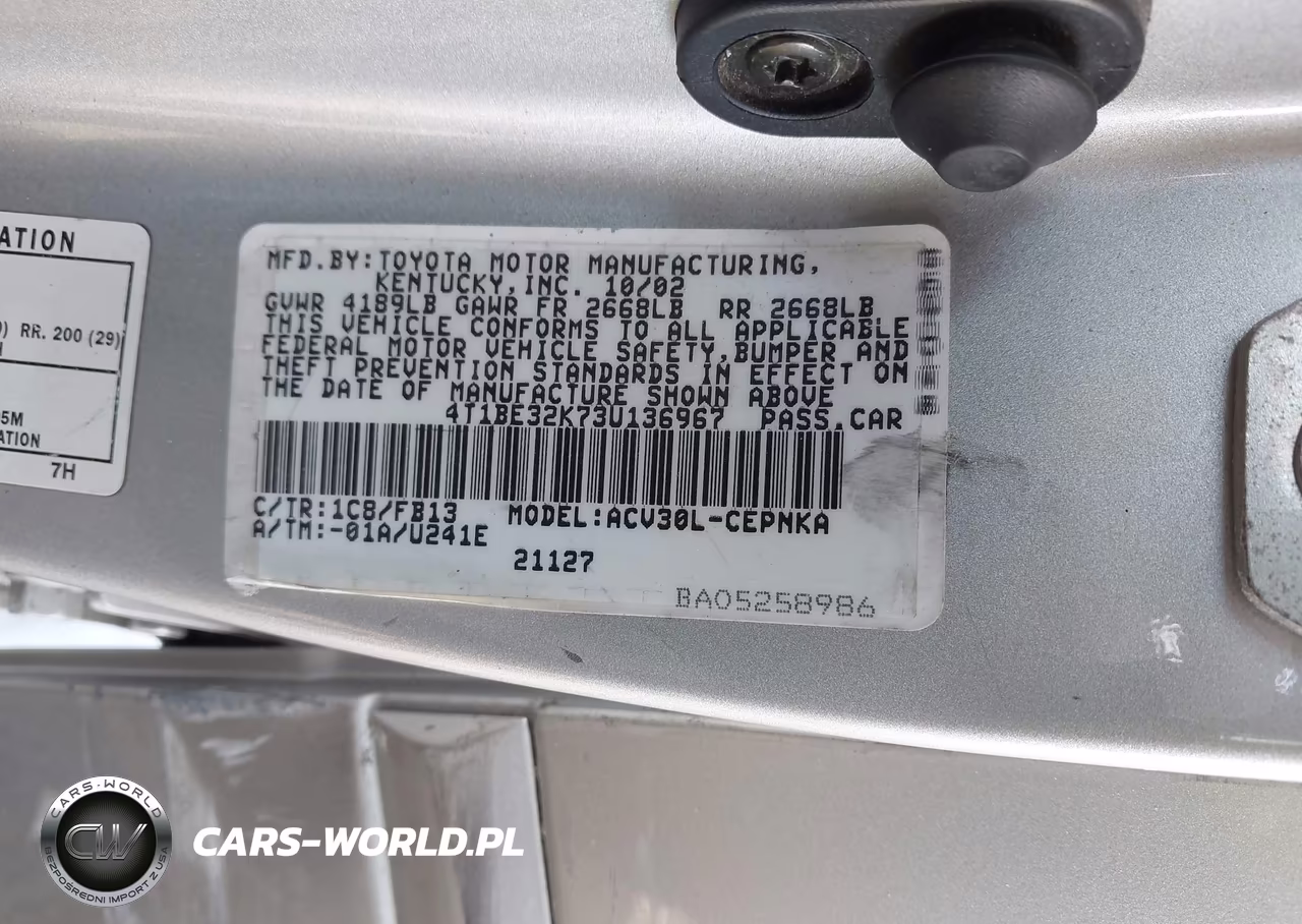 2003 Toyota Camry Le VIN:4T1BE32K73U136967 - 9