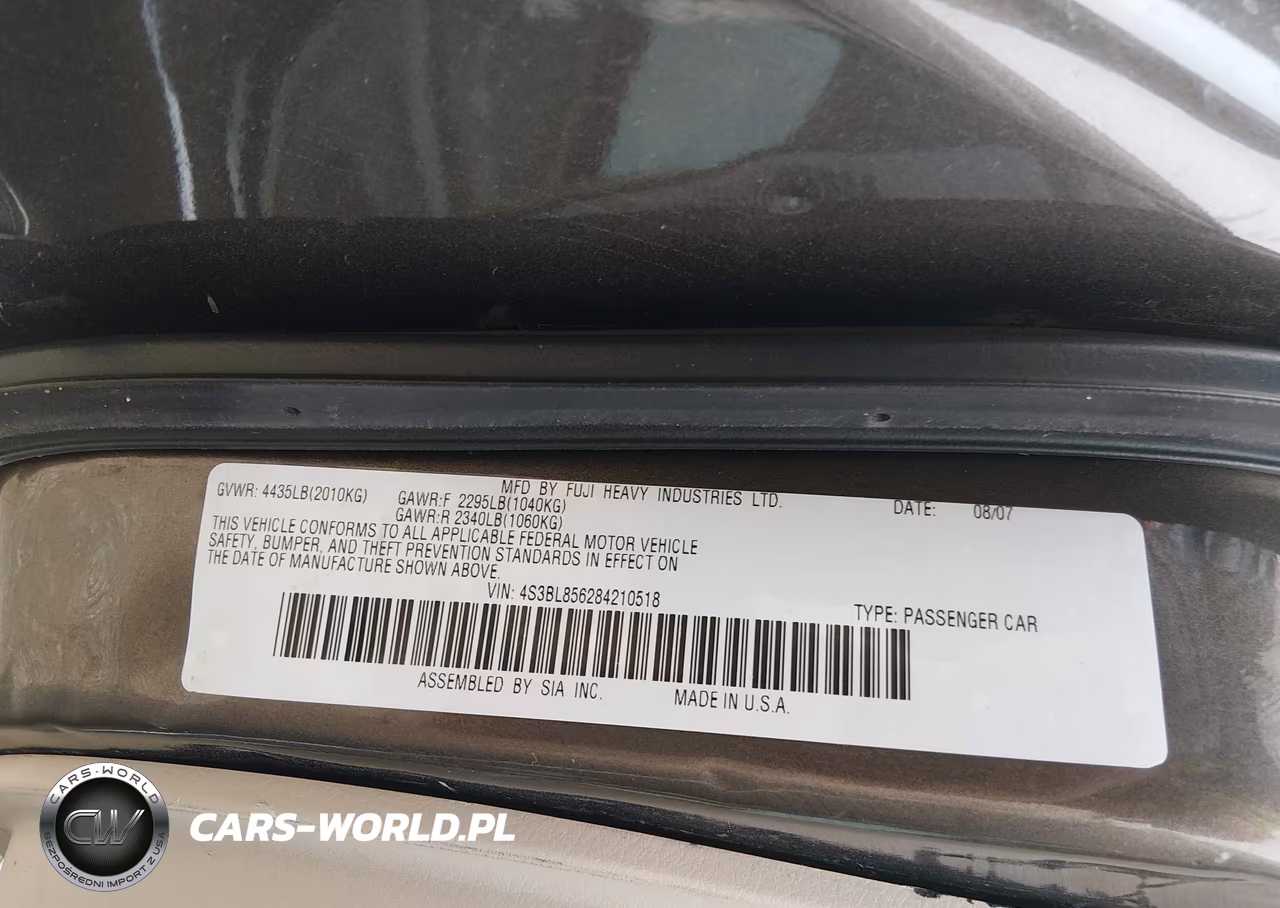 2008 Subaru Legacy 3.0R Limited VIN:4S3BL856284210518 - 9
