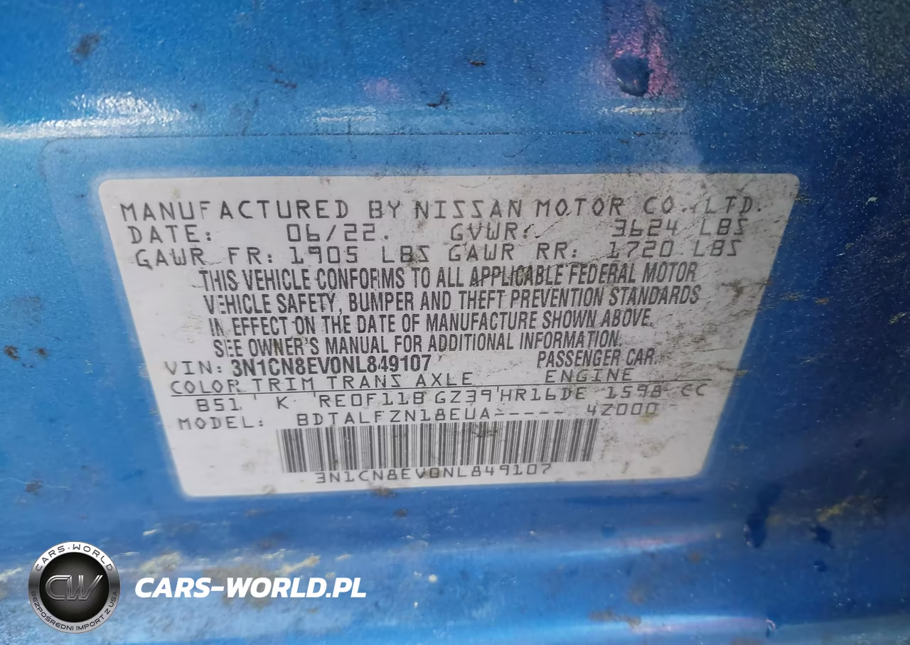 2022 Nissan Versa 1.6 Sv Xtronic Cvt VIN:3N1CN8EV0NL849107 - 9