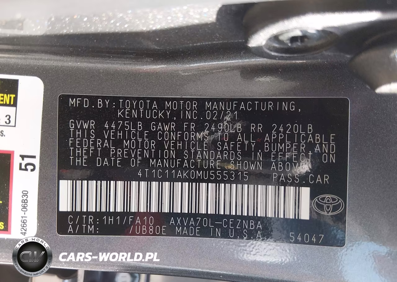 2021 Toyota Camry Le VIN:4T1C11AK0MU555315 - 9