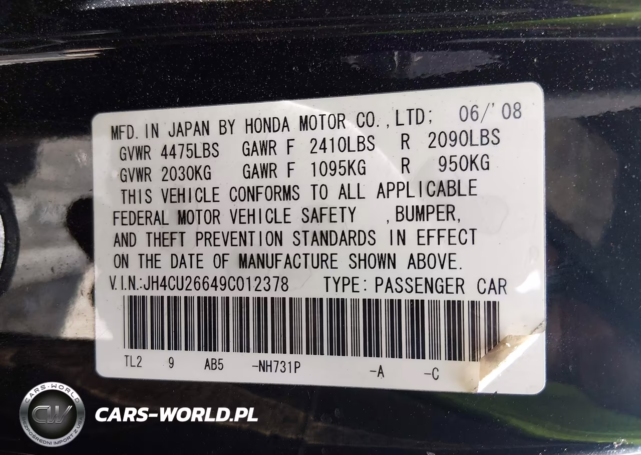 2009 Acura Tsx VIN:JH4CU26649C012378 - 9