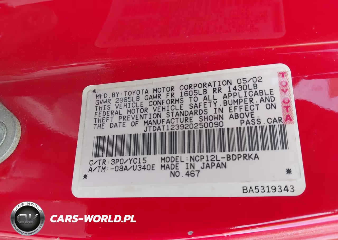 2002 Toyota Echo VIN:JTDAT123920250090 - 9