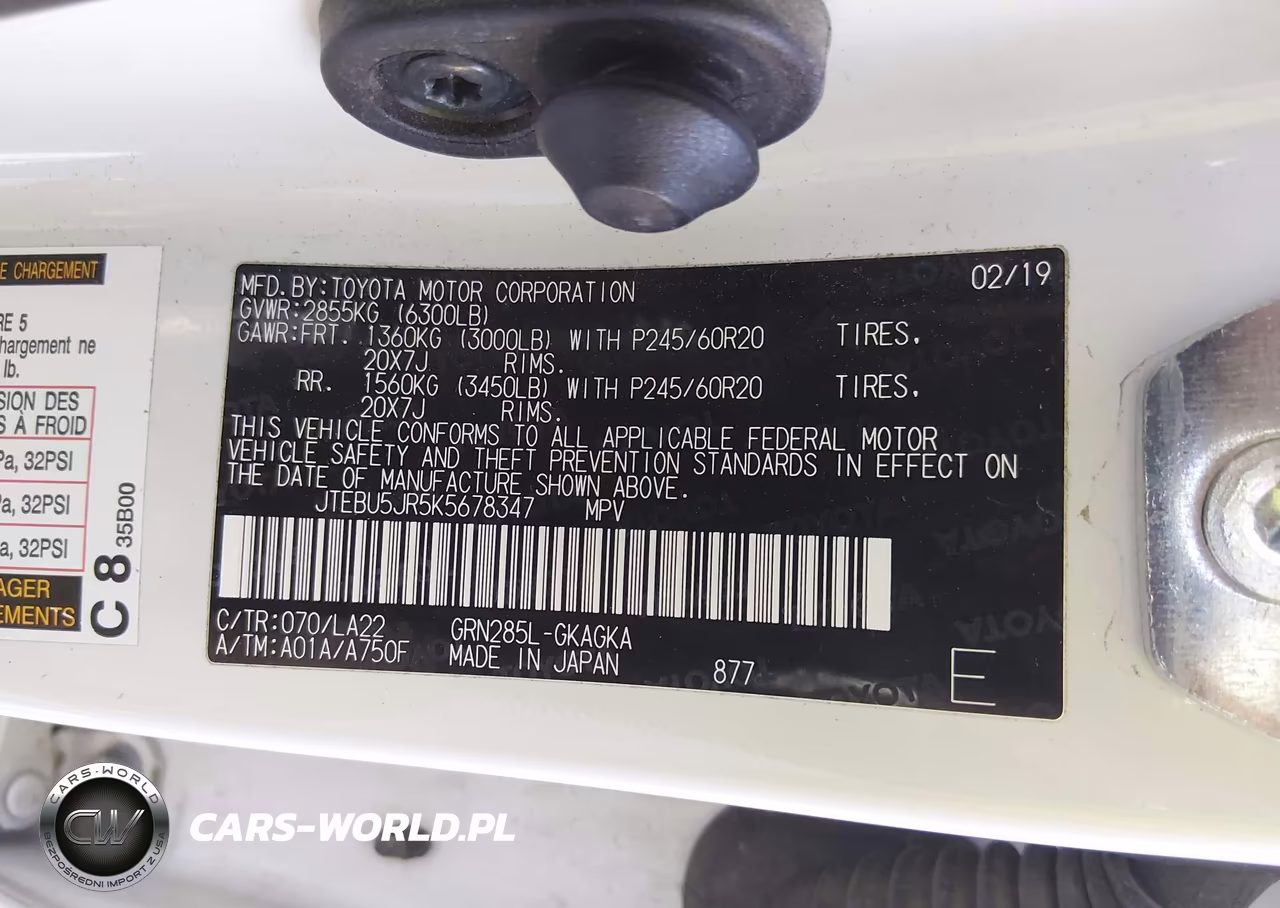 2019 Toyota 4Runner Limited VIN:JTEBU5JR5K5678347 - 9
